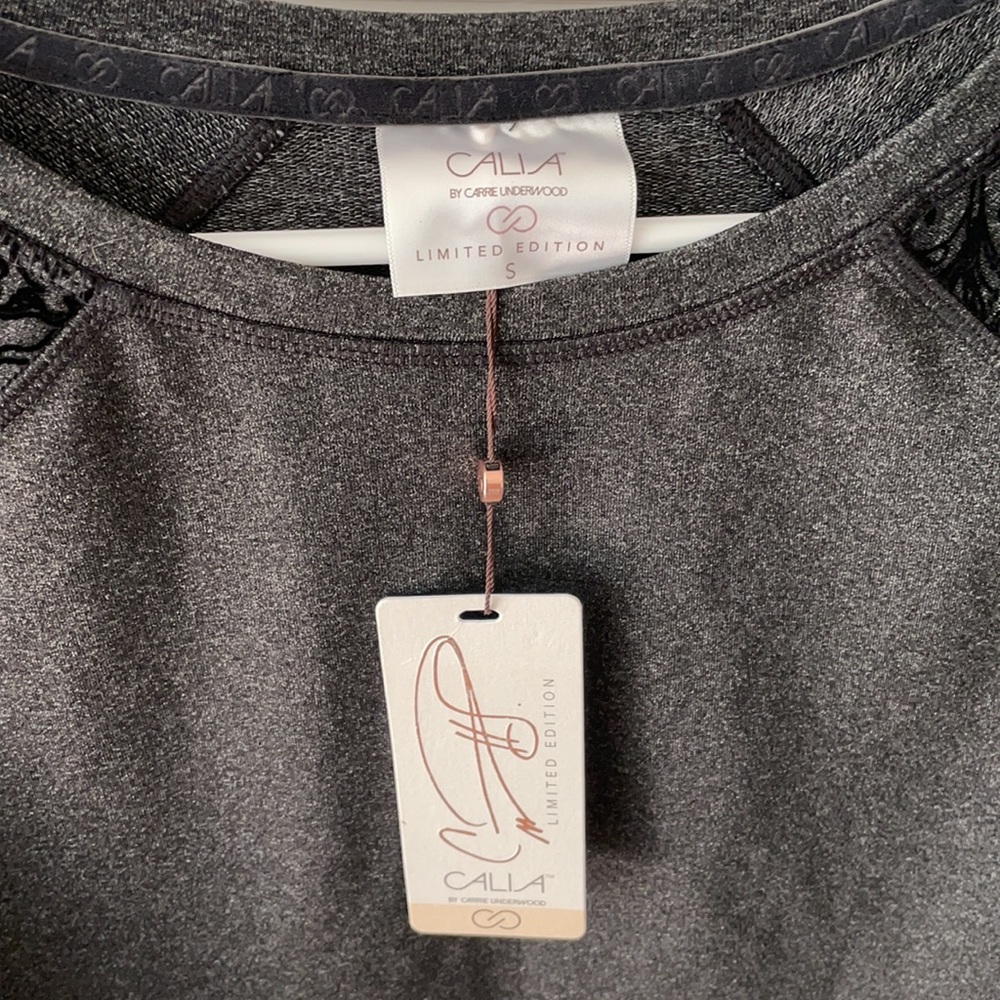 Calia dark gray velvet long sleeve workout top - Picture 3 of 5